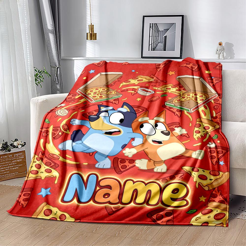 Pizza Party Pals Customize Your Name Blanket Multi-purpose Customizable Blanket Warmthful Decor Versatile for Seaside Home Decor Nap Bed