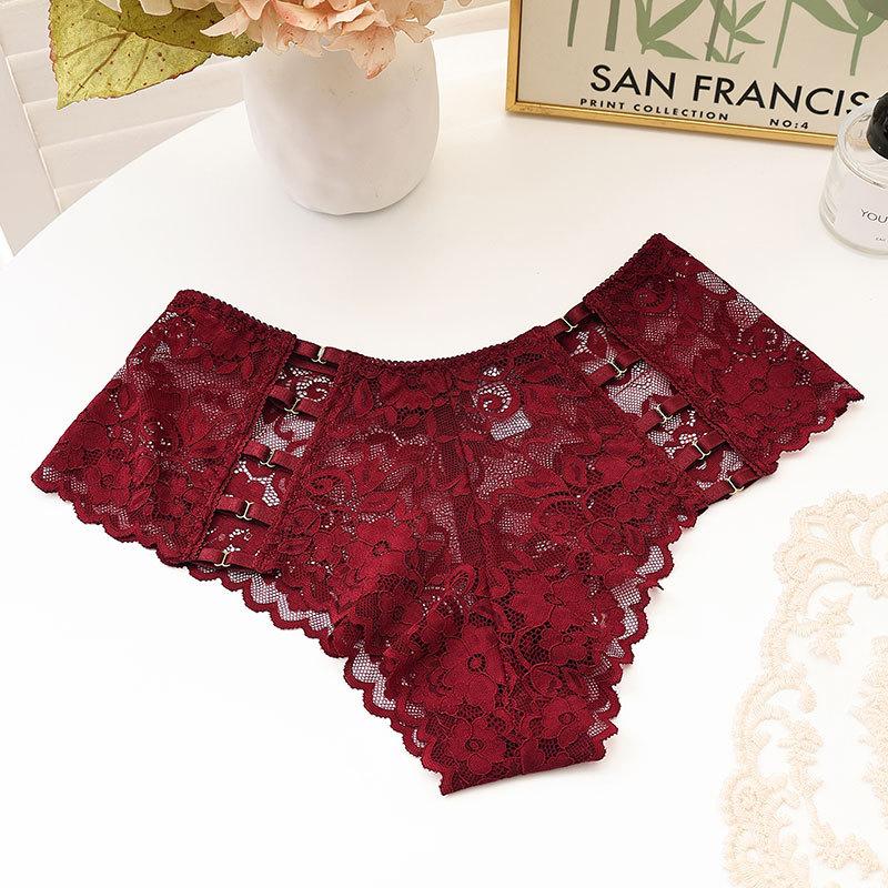 12 Color Women's Panties Underwear Sexy Hollow Middle Waist Briefs Lace Flower Breathable Underpants Europe Plus Size Lingerie