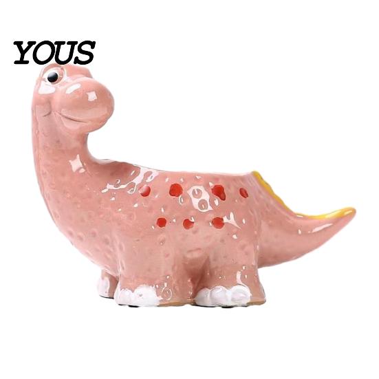 Small Plant Holder for Office Ceramic Dinosaur Planter, Cartoon Flower Pot with Drainage Hole, Cute Animal Dino Succulents, Indoor Outdoor Home