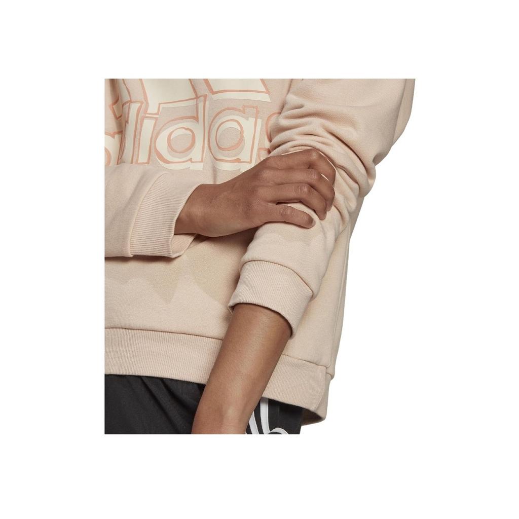 Adidas Letter Logo Printed Hooded Sports Sweatshirt Women Sweatshirt Light-Pink HB5107