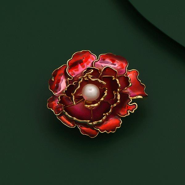 Broche Pivoine Chinoise Élégante: Corsage de Perles Haut de Gamme pour Manteaux, Cheongsams et Hanfu