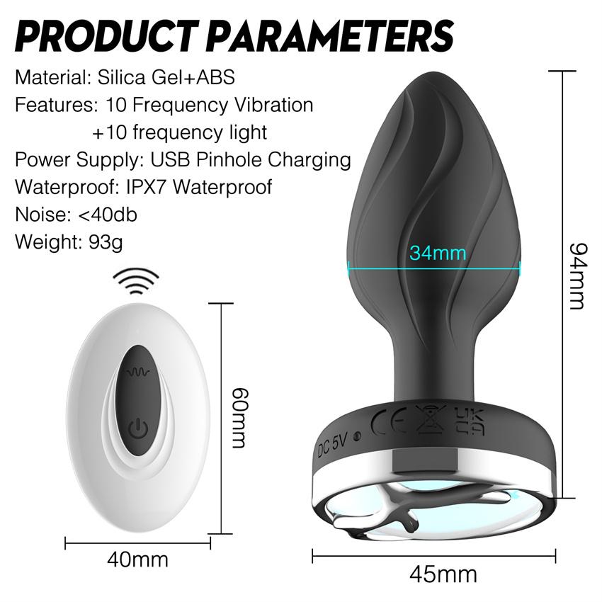 Led Anal Vibrator For Women Men Wireless Remote Sex Toys Male Prostate Massage Vagina Vibrator Anus Butt Plug Adults Goods 18+