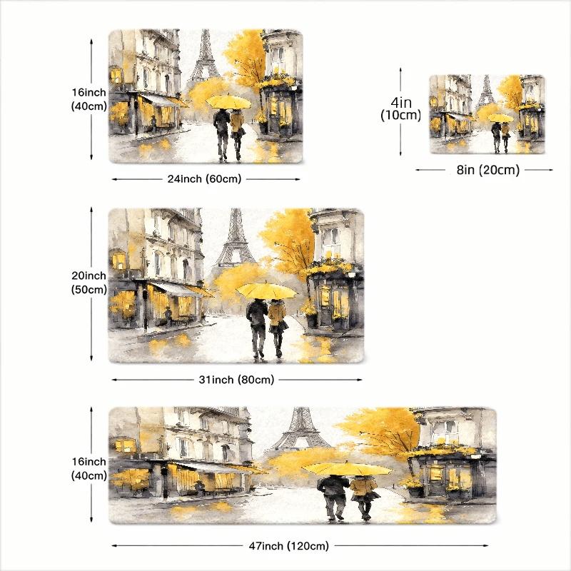 1pc French Parisian Suitable for Bedroom, Non-Slip Rubber Backing Rug with Suitable for Living Room, Machine Washable Mat Suitable