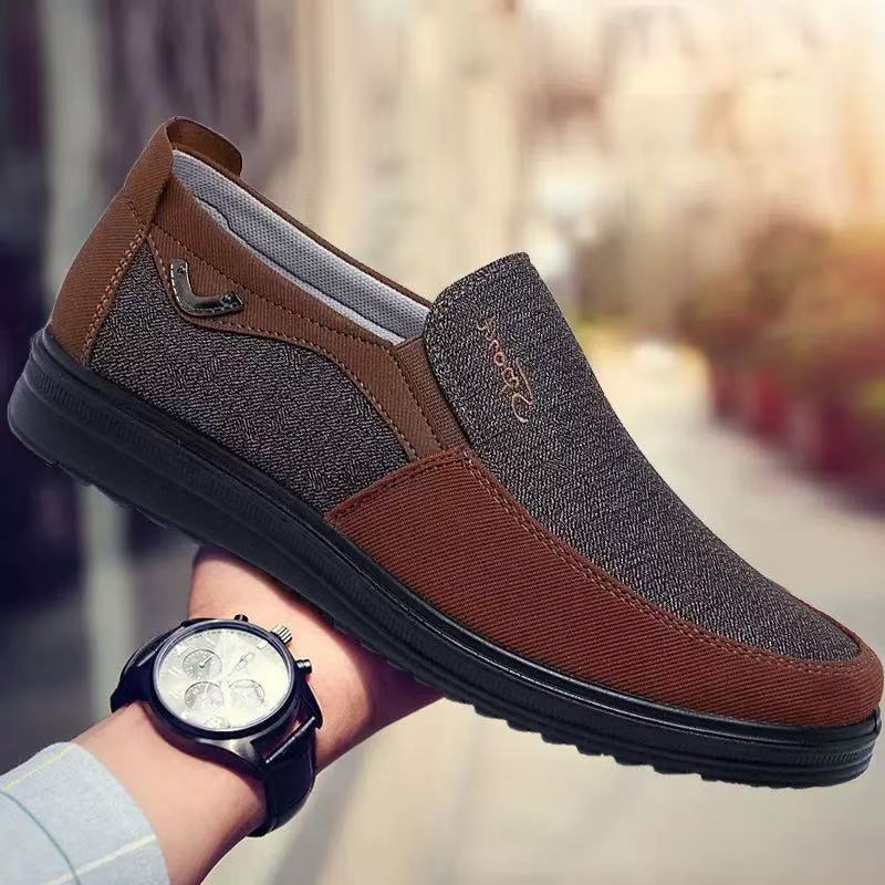 Fashion Man Shoes Casual Flat Bottomed Non Slip Cloth Shoes Breathable Soft Soled Canvas Shoes with Middle Aged and Elderly Zapatos38-50