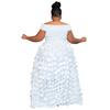 Maxi Abito da Donna Taglie Forti a Spalle Scoperte con Ruffle a Petalo 3D Vita Alta Lunghezza Maxi Elegante Abito da Sera Abito per Ospite di Matrimonio Formale Abito da Ballo