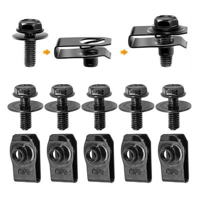 Car Body Bolts & U-nut Clips M6 Engine Cover Undertray Splash Shield Guard Bumper Fender Liner Retainer Fastener Rivet Screws