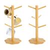 2Pcs Wooden Mug Hanging Display Rack Drinkware Shelf With 6 Hooks Tree Shape Coffee Tea Cup Storage Holder Stand Tumbler Holders
