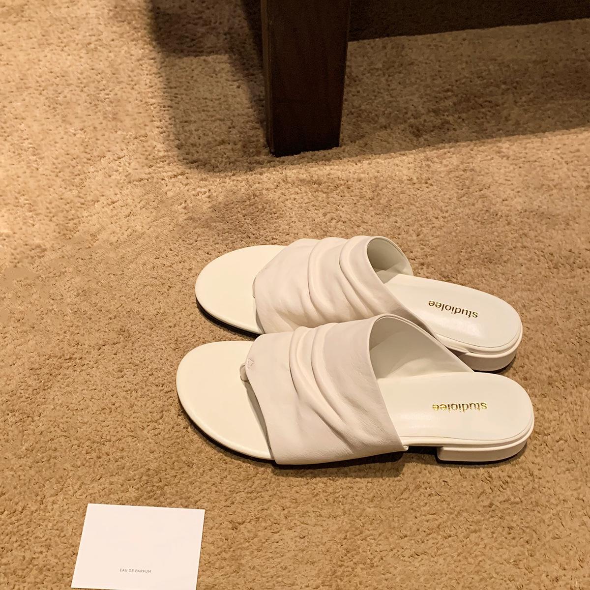 

Виноградные туфли-мать, минималистичные, в стиле old money, с широким верхом, плиссированные, на плоской подошве, с круглым носком, повседневные, универсальные, крутые тапочки 40 белый