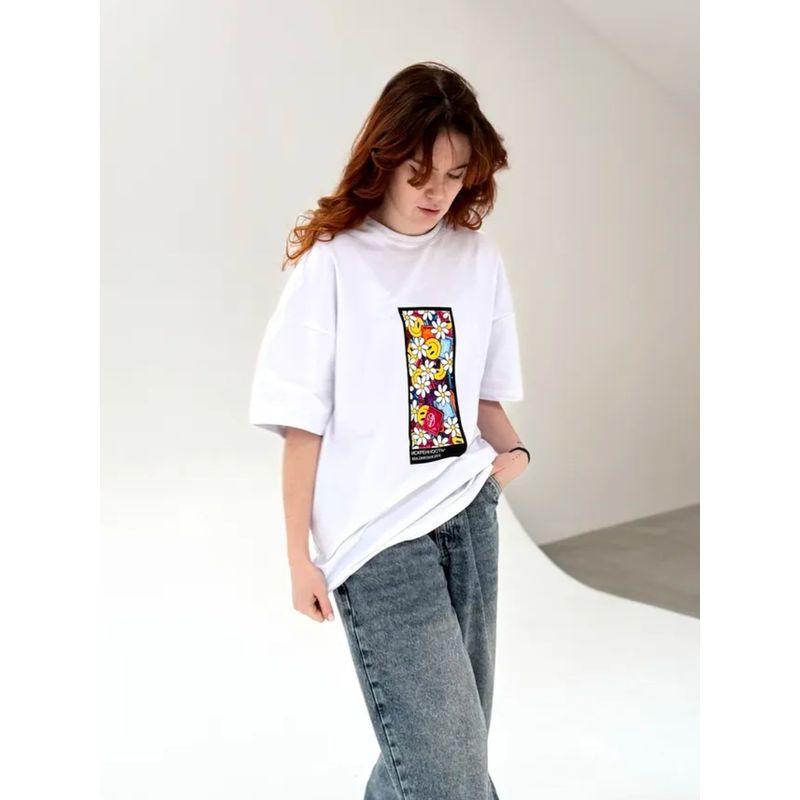 European and American Fashion Casual Loose Round Neck Print Short Sleeve T-shirt Top Loose Printed T-shirt Top