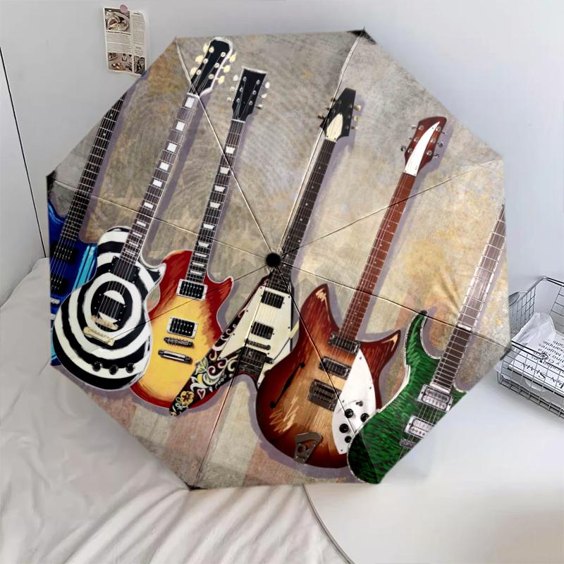 1PC electric guitar Umbrella Portable Folding Umbrella Iron Frame Hole Bone Structure Outdoor Home Umbrella A12