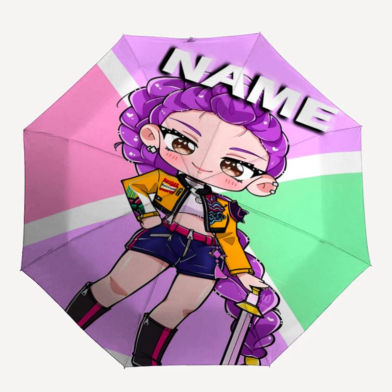 Personalized Name K-KPop Demon Hunters Print Umbrella - Automatic Open/Close, Eight-Rib Durable Frame, Automatic Folding Umbrella