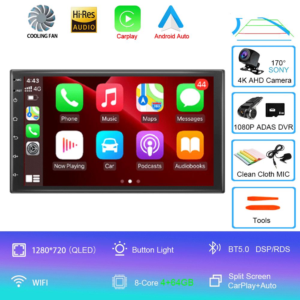 Universal 7"  Car Radio GPS 2 din Android 11 Auto Carplay For Volkswagen Nissan Hyundai Toyota Multimedia Player
