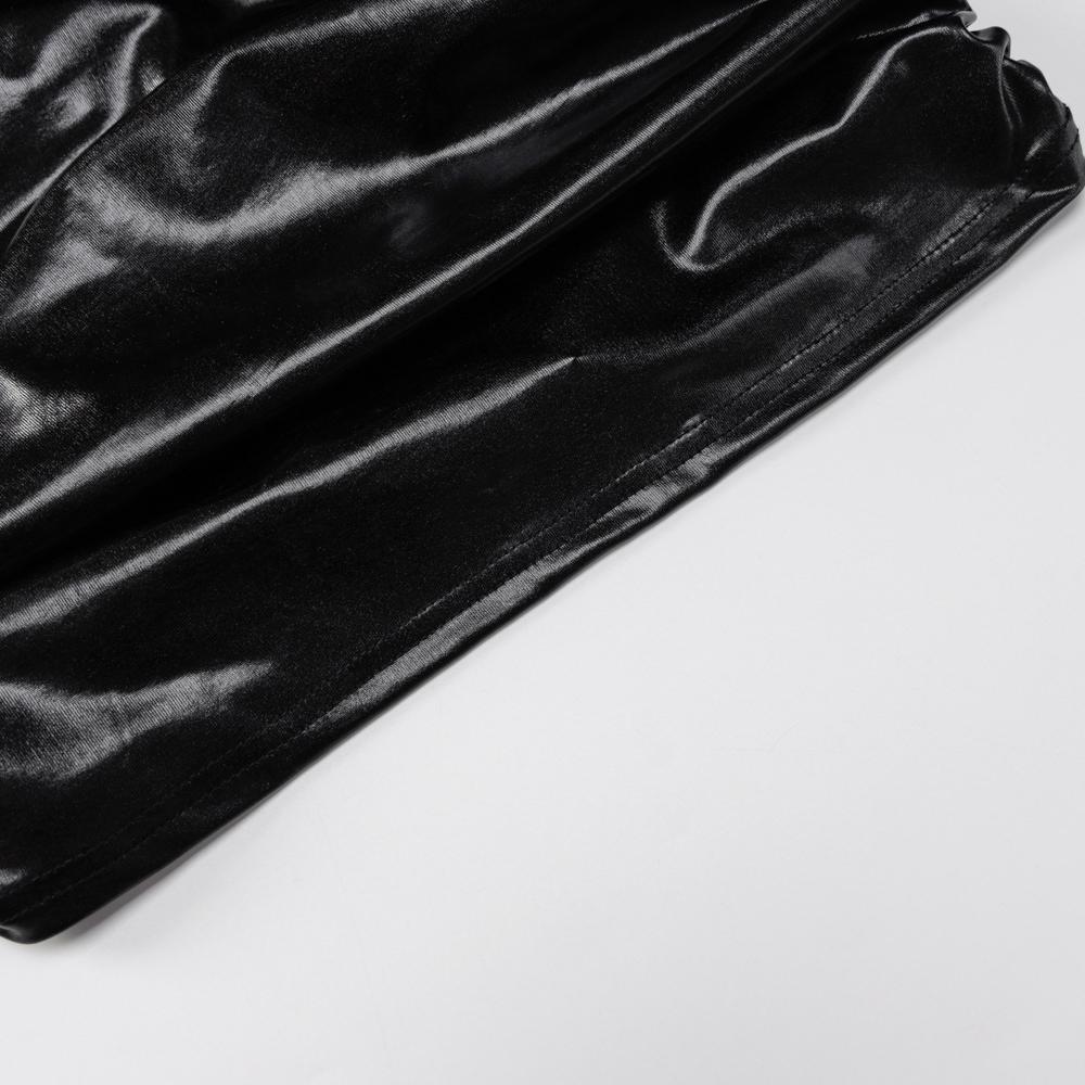 Robe sexy slim froncée à manches longues 2025 pour femmes printemps et automne, robe froncée à manches longues en cuir PU, robe moulante à col haut