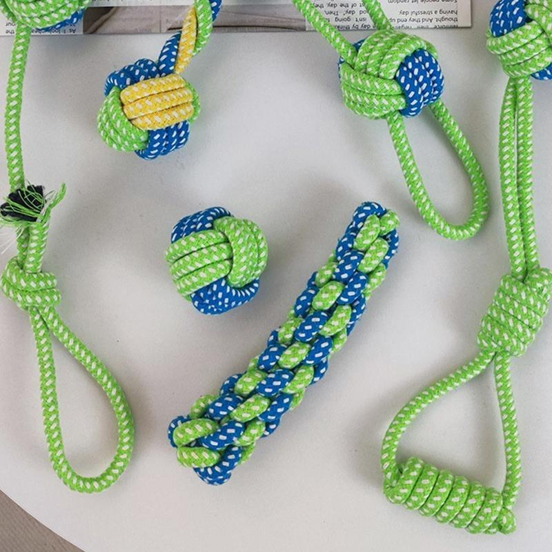 Nibble Pet Dog Toy Puppy Tooth Cleaning Rope Knot Dog Training Toys Resistant Dog Rope Toys Grinding Teeth Pet Cotton Rope