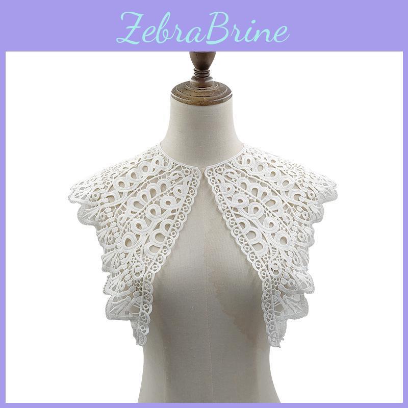 Embroidered 3d Lace Collar With Milk Silk And Floral Design