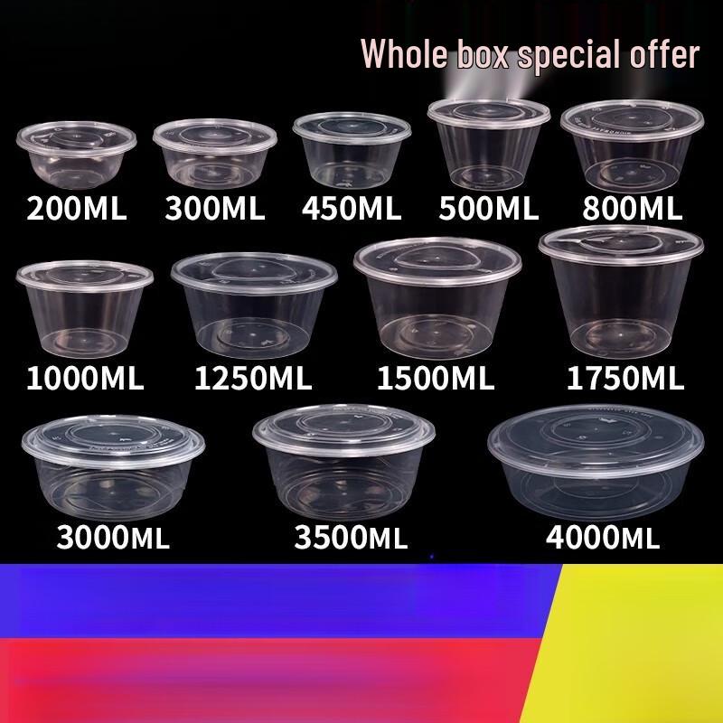 Disposable Round Plastic Takeout Containers with Lids