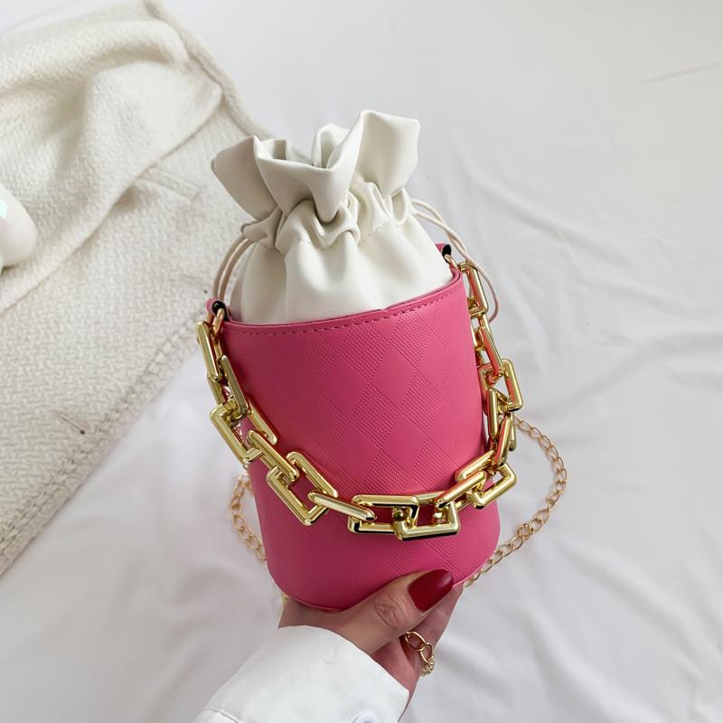 Chic Casual Womens Bucket Bag Stylish Chain Strap Shoulder Bag Versatile Color Options