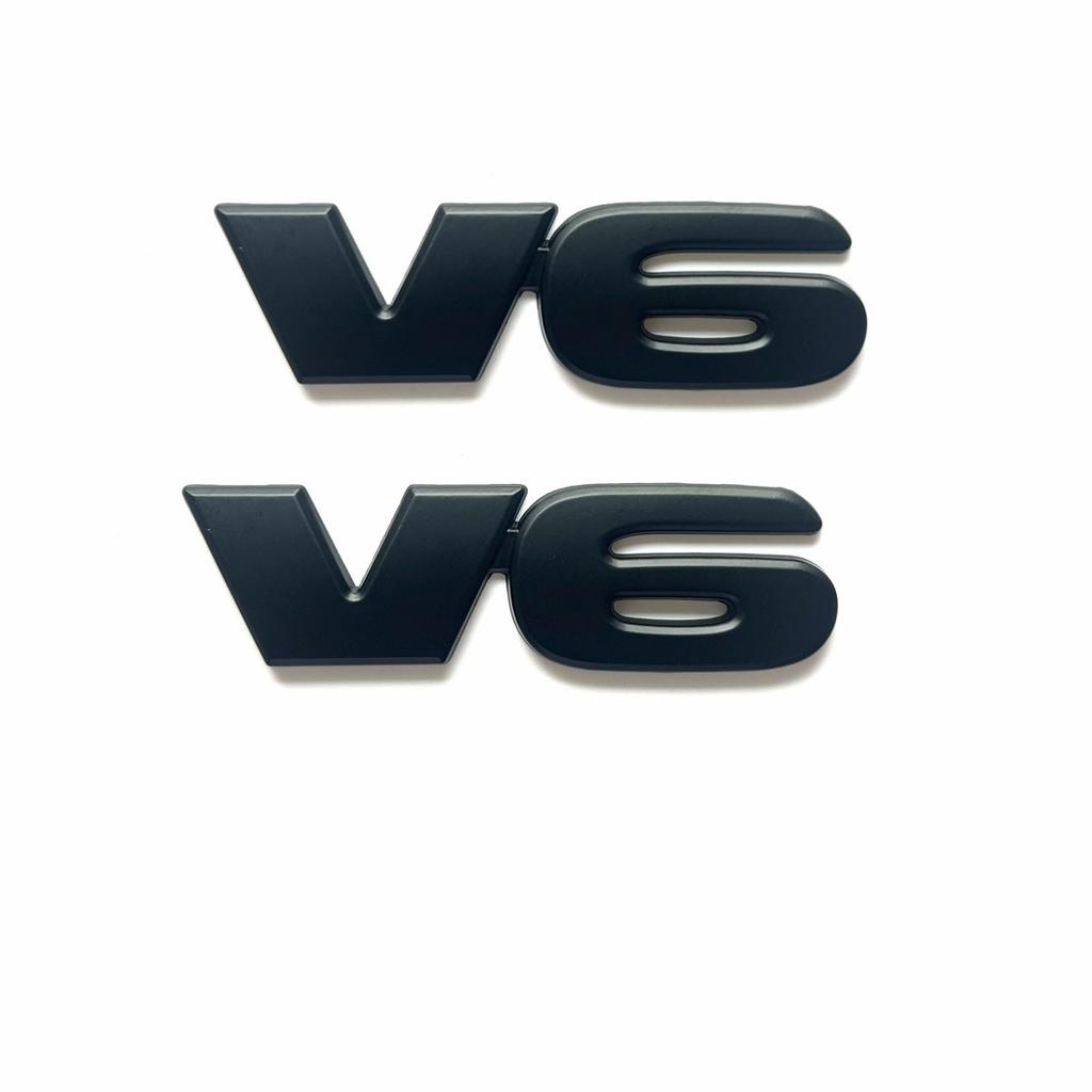 V6 Car Trunk Rear Side Emblem Badge Sticker 3D Silver Matte Black For Car Motorcycle Truck SUV