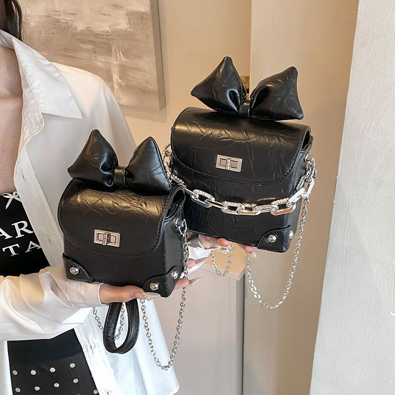 Niche texture bow mouth red envelope super foreign style mobile phone bag exquisite cute box bag mini chain messenger bag