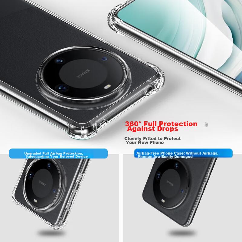 ESCASE Ultra-Thin Full Protection Silicone Airbag Case for Huawei Mate60, Shockproof Ultra-Light TPU Soft Transparent Cover
