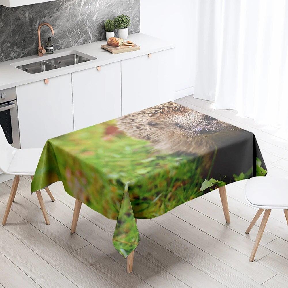 Hedgehog Tablecloth Cute Animal  Anti-Stain Waterproof Rectangular  Kitchen Table Home Decor