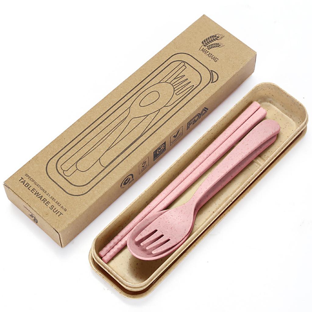 High Grade Wheat Straw Dinnerware Set Children's Unbreakable Dishes Tableware Fork Spoon Chopsticks Bowls Cup Dish Camping Set