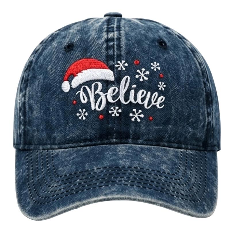 Arched Bill Baseball Cap with Textured Holiday Embroidery, Cotton Fabric and Comfortable Style for Everyday Outings