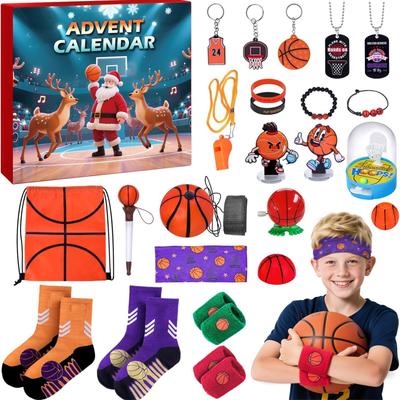 Adventskalender Weihnachts-Countdown-Kalender - Basketball Sportset Geeignet für Teenager Jungen und Mädchen. Spielzeugbox. Beinhaltet Basketballzubehör und