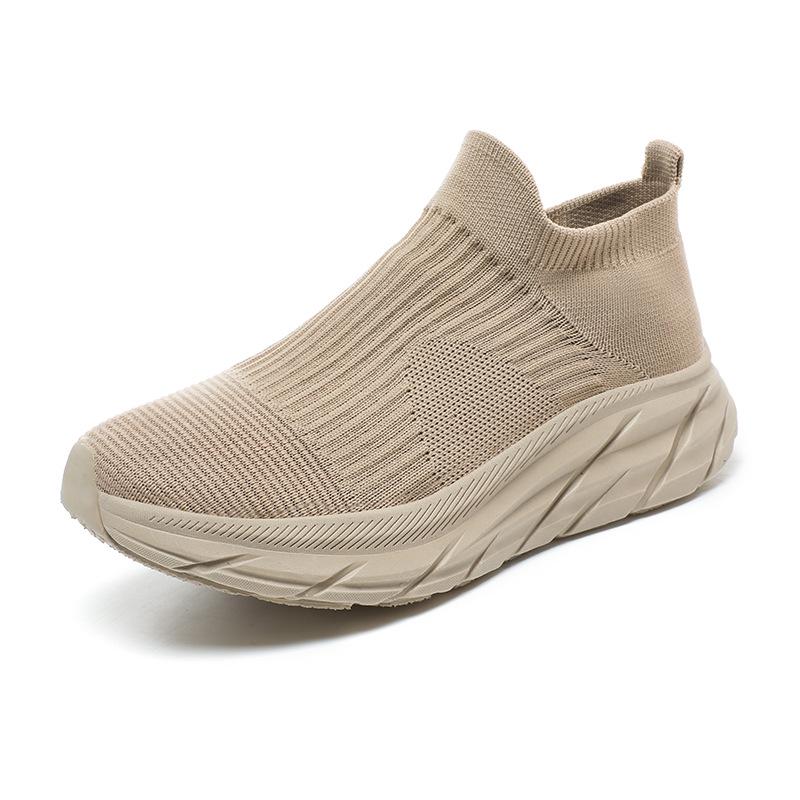 Men's Summer Thick-Soled Breathable Mesh Casual Running Shoes with Flying Woven Socks Design