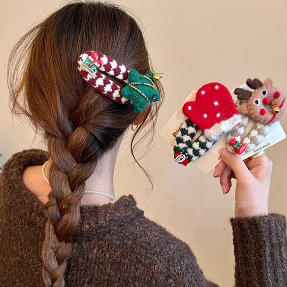 Elk Christmas Tree Hair Clip Felt Xmas Wool Barrettes Unique Santa Claus Hairpin  Festival