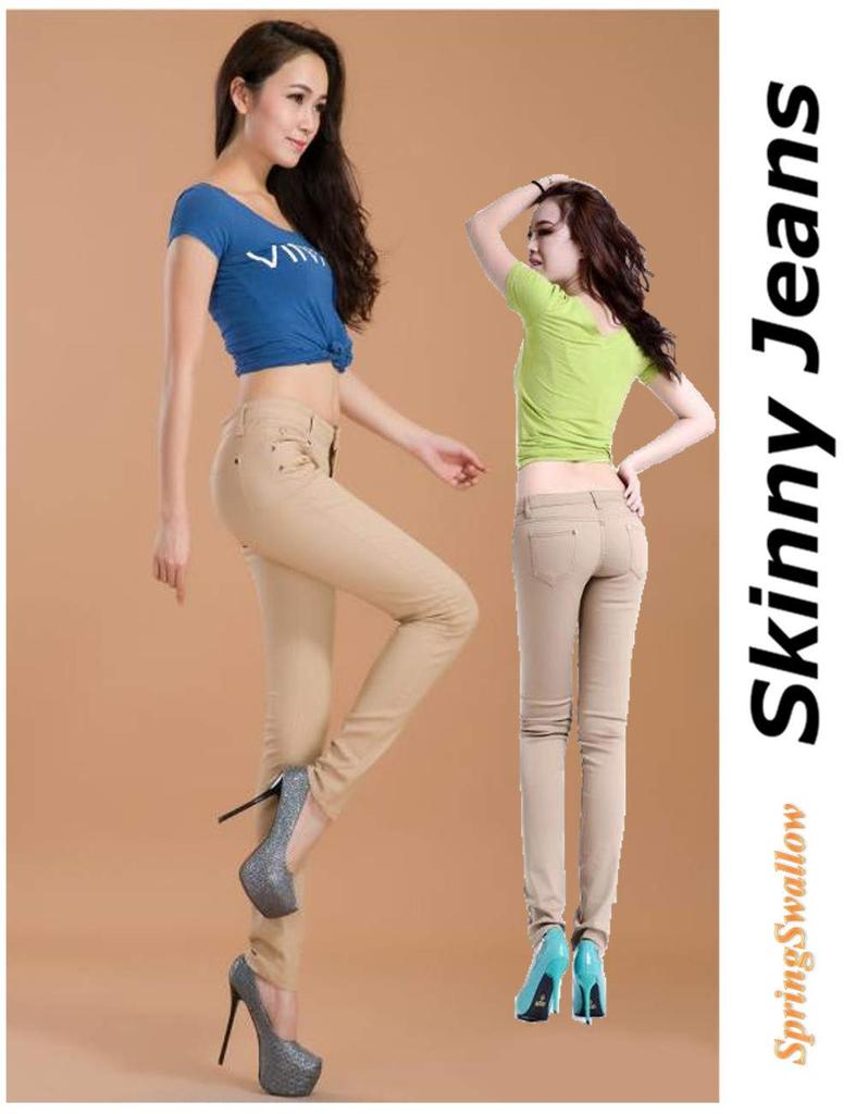 Spring Swallow Women's Colorful Skinny Denim Jeans, Stretch, Stylish, Winter, Beige, Leg-Lengthening, Beautiful Look (Beige, Size 27)