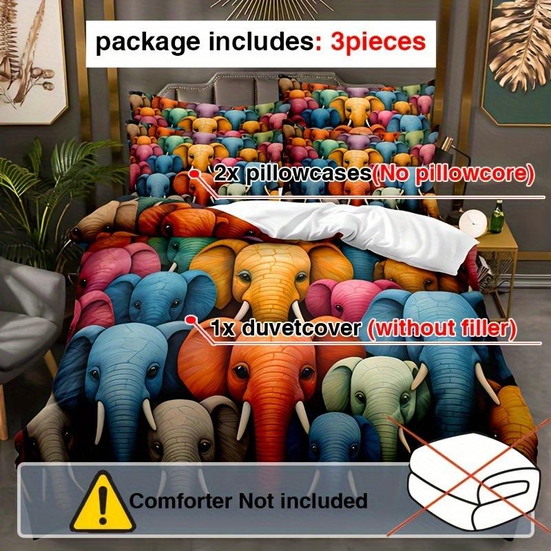 Color Elephant 3D Bedding Home Textiles Three-piece Set Bedding Duvet Cover