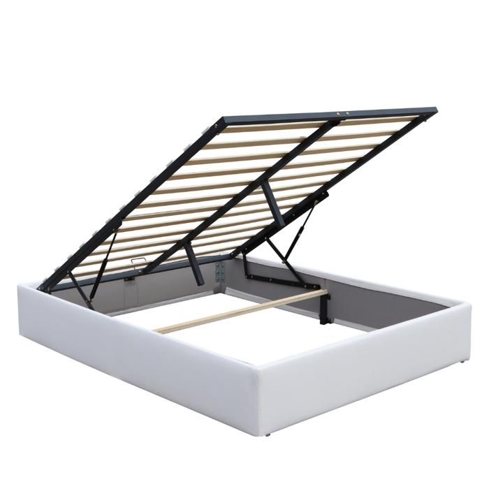 Lit Coffre LORIS 140x200 Lit Coffre Lorisr blanc Pieds pour matelas 140x200 cm - 2 x 14 Lattes