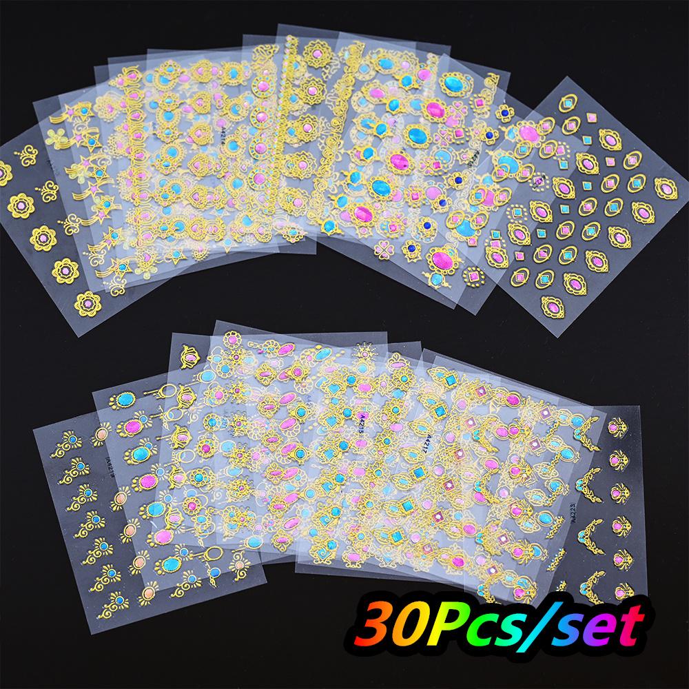 30 Stück Weihnachten Geprägt Glitzer 5D Nagelaufkleber 6*5cm Elch Schneeflocke Bär Schneemann Xmas Aufkleber Winter Maniküre Glitzer Aufkleber