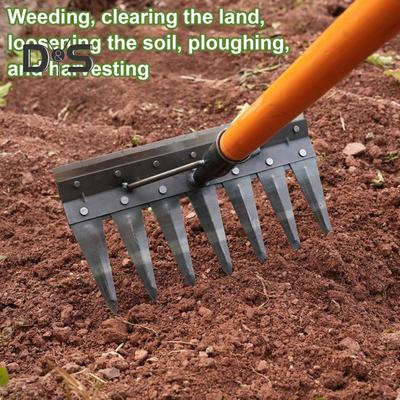 Gardening Weeder Puller Rake Heavy Duty Steel Outdoor Garden Lawn Farm Soil Loosening Weed Remover Weeding Uprooting Hand Tools