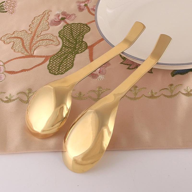 Brass soup spoon copper spoon household handmade big head deepening spoon thickened porridge spoon round spoon spoon copper tableware