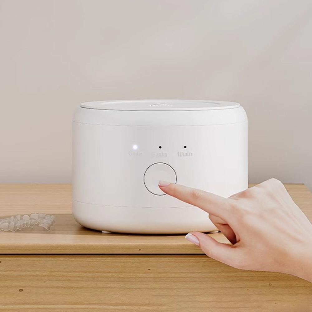 Ultrasonic Electric Braces Cleaning Box One-Touch Operation Automatic Cleaning Device USB Rechargeable for Watches Glass Rings