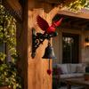 Holiday Decoration for Home Red Bird Garden Bell, Vintage Style Wall Mounted Outdoor Dinner Unique Decor Gift Yard Porch Patio Entryway Farmhouse