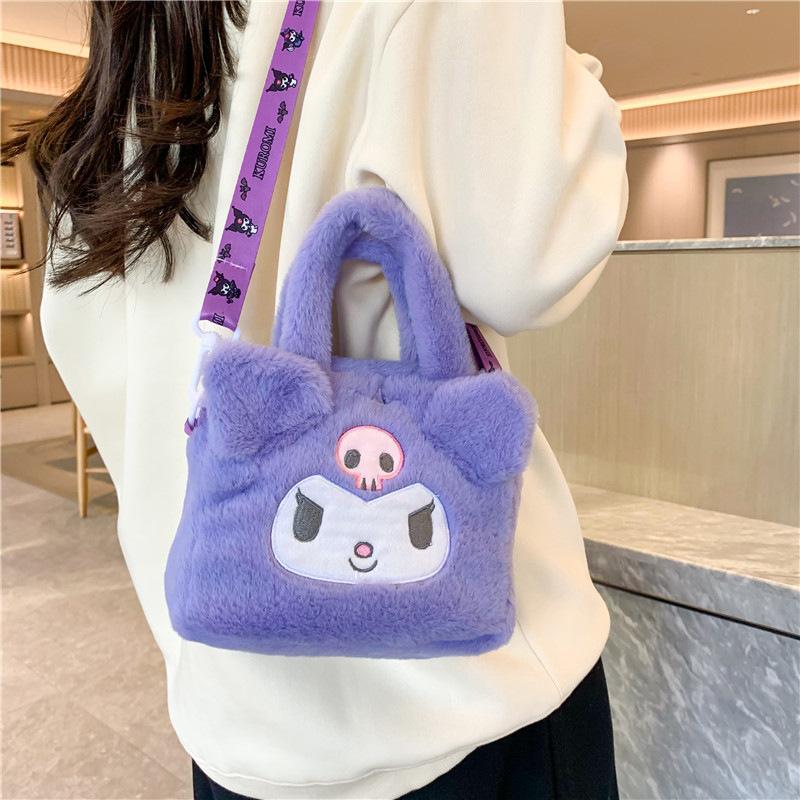 

1 шт. Сумка Sanrio Kawaii Kuromi Cinnamoroll My Melody Мультяшная Аниме Плюшевая Сумка-Тоут Косметичка Дорожная Сумка для Хранения Женская Подарок для Девочки