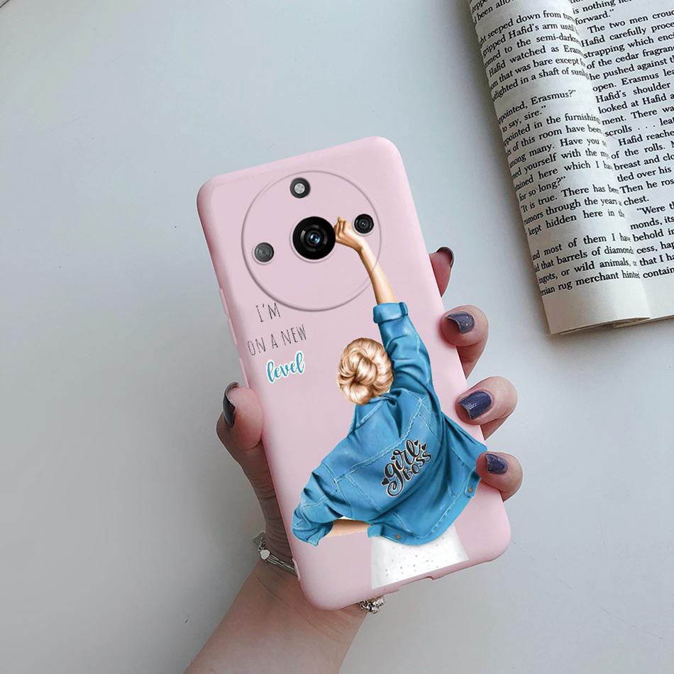 For Realme 11 Pro Plus Case Flower Girl Heart Cute Phone Case Back Cover For Realme 11 11Pro+ 5G Silicone Protection Bumper Capa