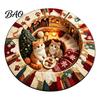 Living Room Xmas Rug 3D Optical Illusion Round Christmas Rug, Cute Santa Claus Crystal Velvet Floor Mat, Non Slip Decor Vivid Printed Circular Carpet