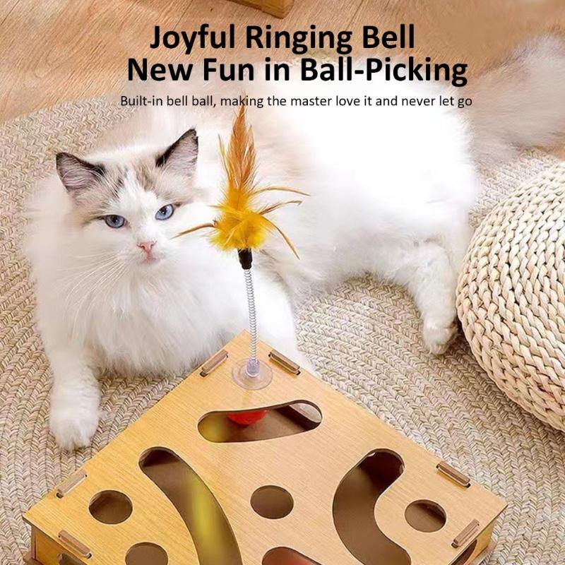 Funny Composite Board Cats Play Set with Track System 3 Balls Teaser Wand for Safe and Healths Pet Fun