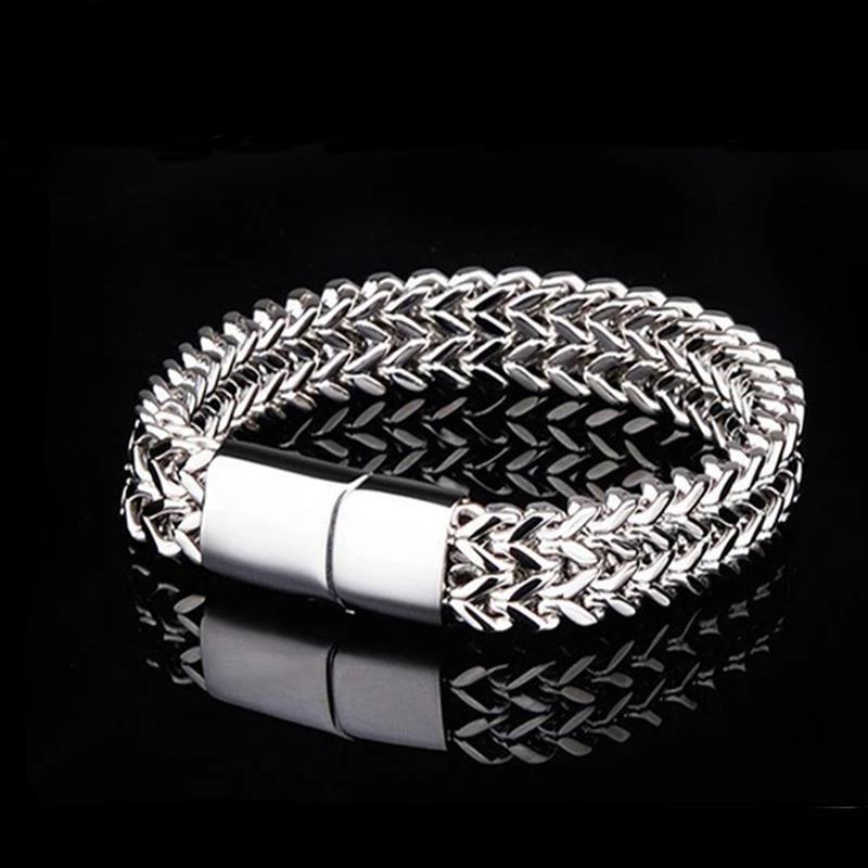 Men's Starry Sky Double-Layer Magnetic Buckle Bracelet - Titanium Steel Punk Chain Jewelry