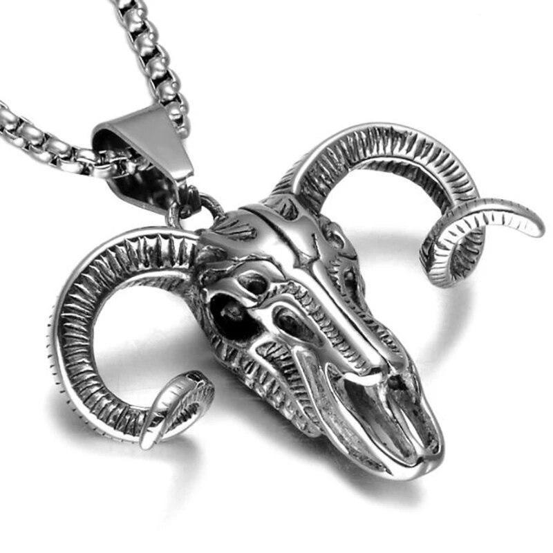 Collana con ciondolo a forma di testa di toro nordico punk retrò per uomo, gioielli classici con personalità animale