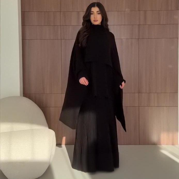 2026 Autumn Women's Knit Sweater Dress Set with Belt and Shawl