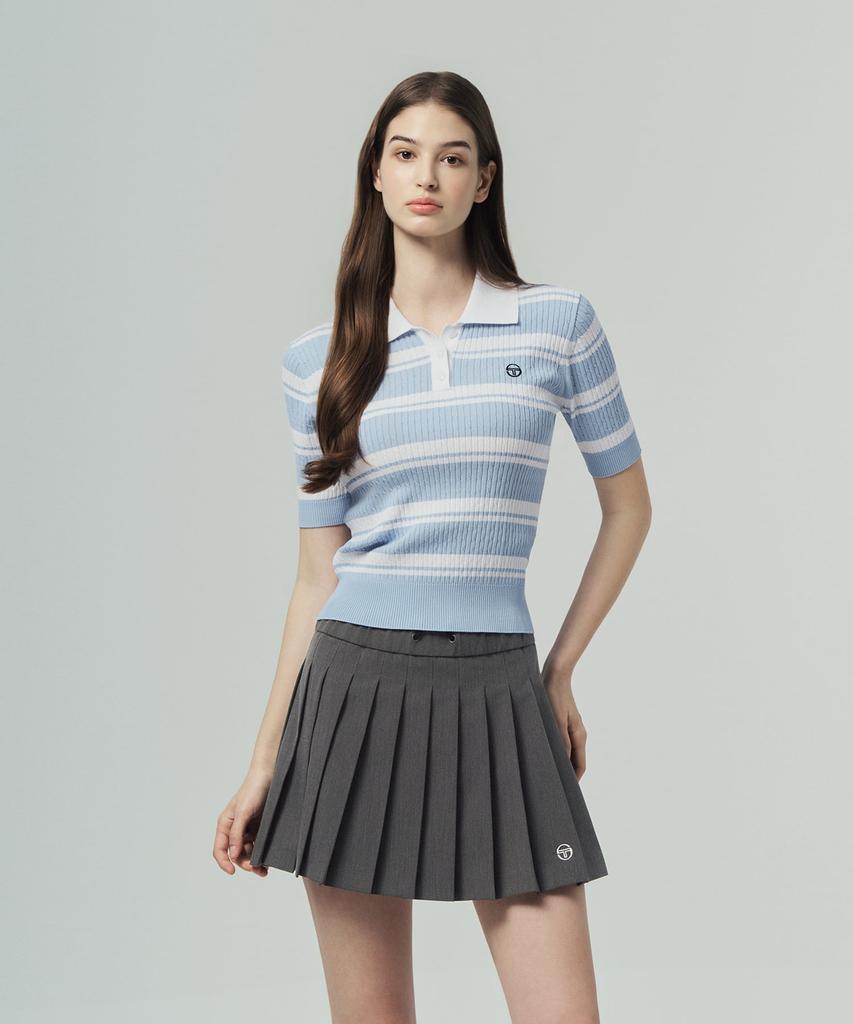 SERGIO TACCHINI W Fresca Knit Cable Short Sleeve Polo