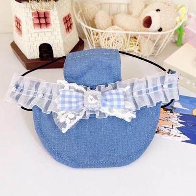 Exponierter Ohrenhut Süßer Haustier-Sonnenhut Spitze Schleife Atmungsaktiv Hund Baseballkappe UV-Sonnenschutz mit Ohrlöchern Welpen Jeanskappe Outdoor