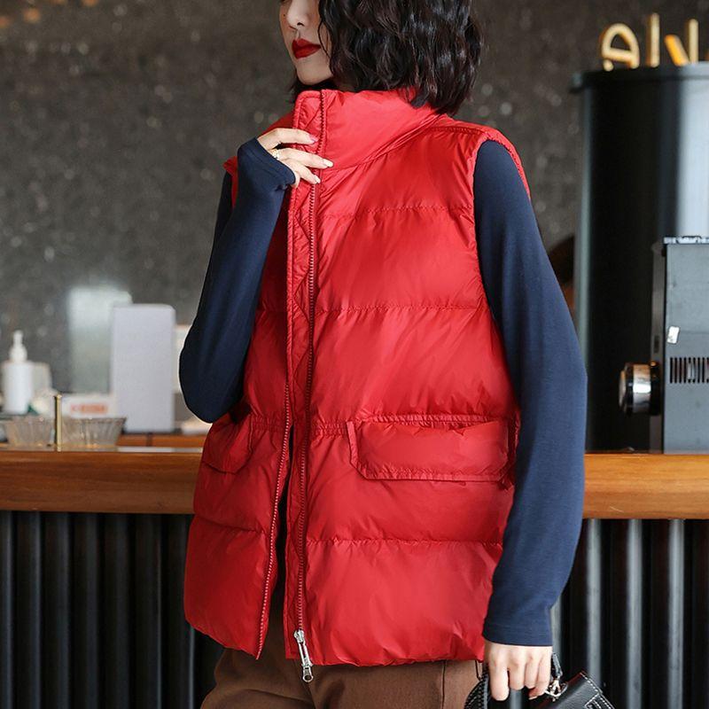 Down Cotton Stand-up Vest In Spring and Autumn Wears A Small Fashion and Keeps Warm with A Slim Vest