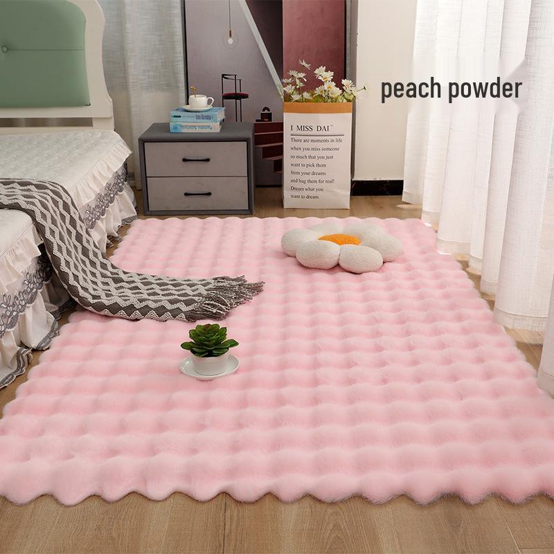 

Cream Velvet Bubble Style Bedroom Carpet Mat 50x50cm