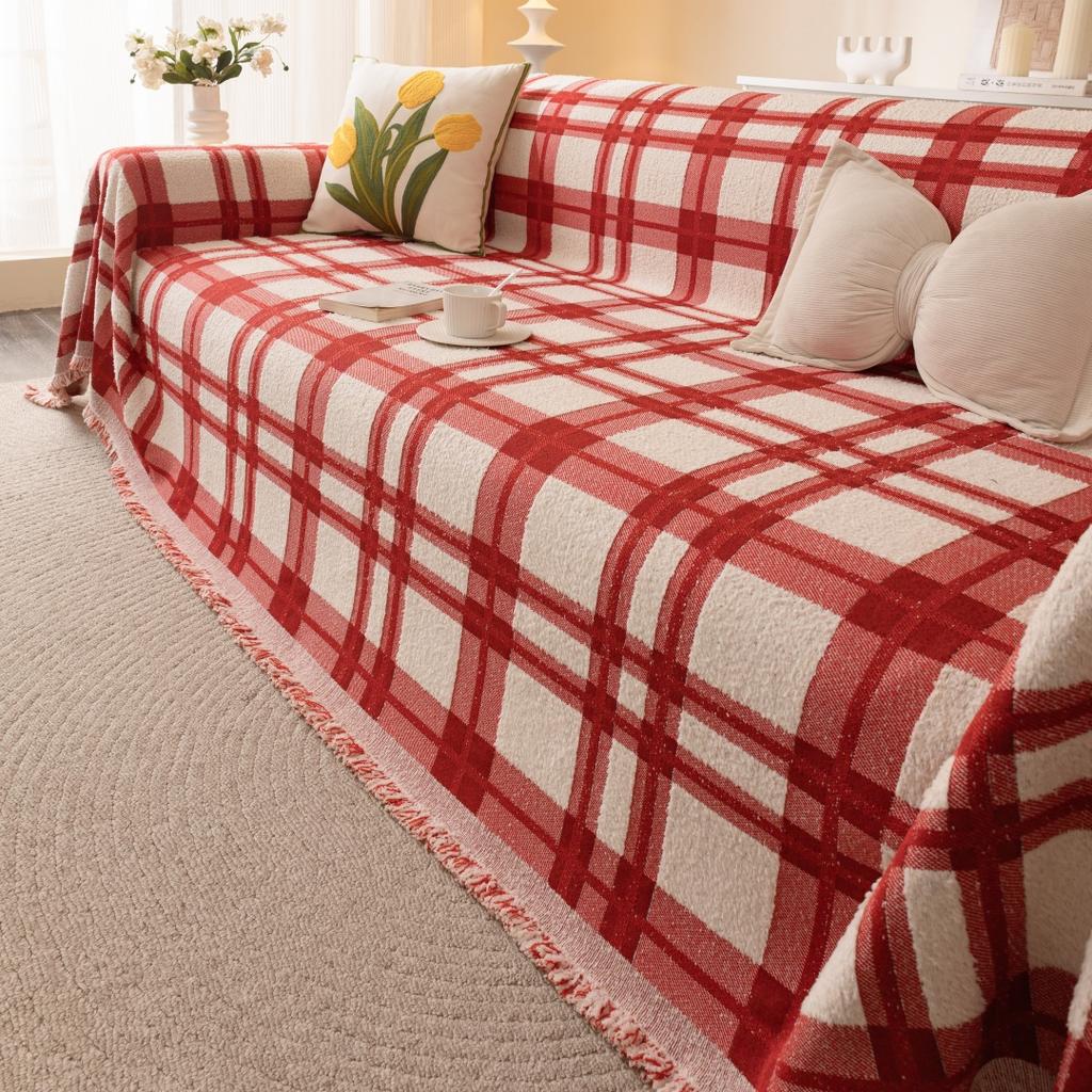 Heavy High Quality Fluffy Soft Plaid Sofa Towel with Tassels for Living Room Couch Cover Slipcover All Seasons Protector Blanket